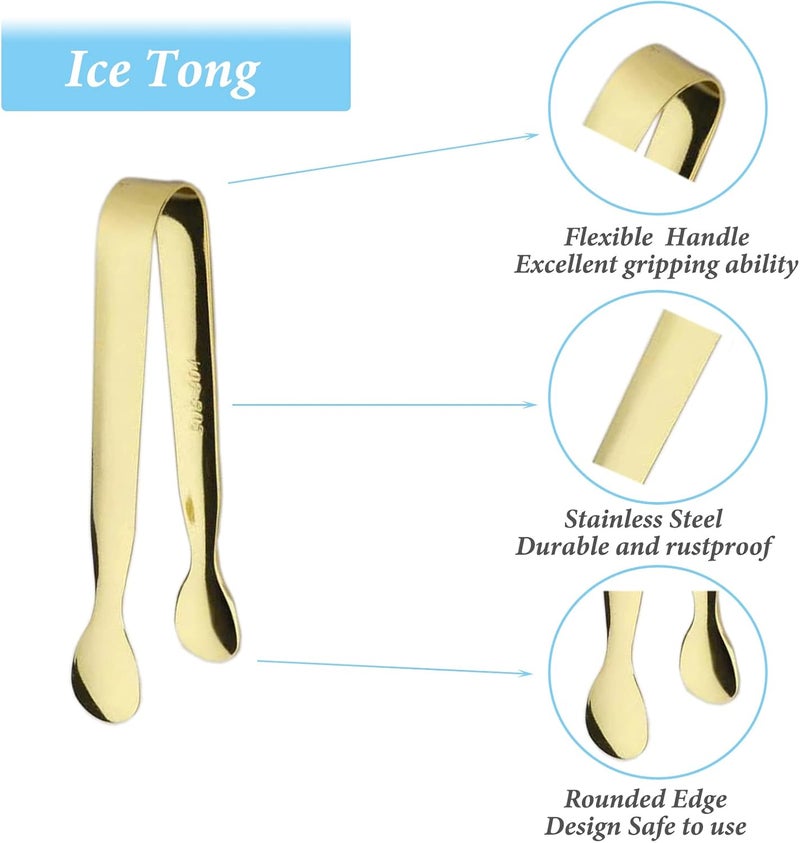 Sunenlyst 6PCS Ice Tongs Mini Sugar Tongs 4.25Inch Tong for Serving Food Small Serving Tong, Kitchen Tong for Appetizers,Tea Party, Coffee Bar, Desserts by (Silver and Gold) - Image 3