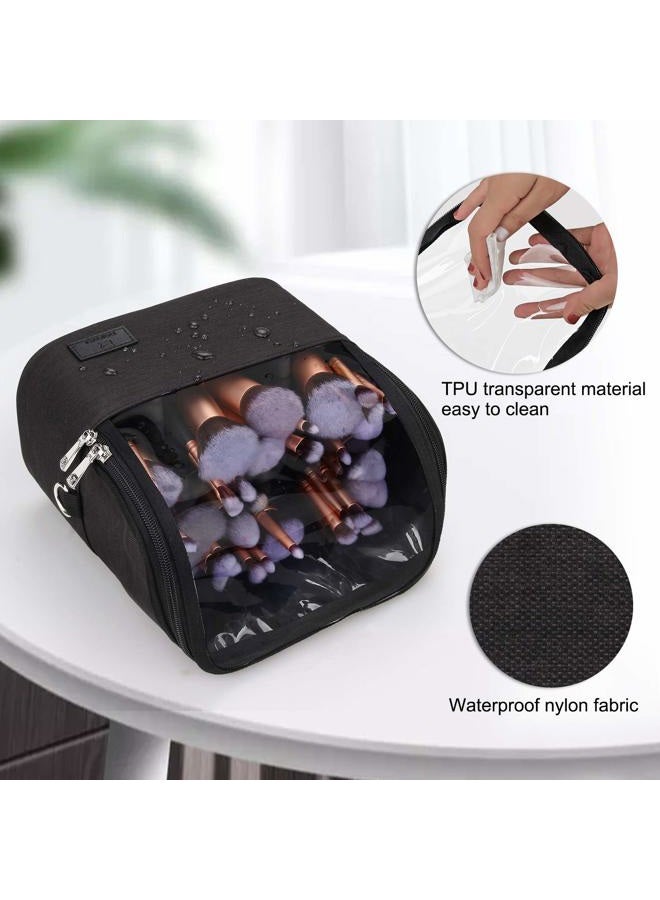 TANTO Makeup Brush Case Stand-up Makeup Cup Makeup Brush Holder Travel Professional Cosmetic Bag Artist Storage Bag Large Makeup Brush Bag with Adjustable Divider (Large, Black)  - Image 3