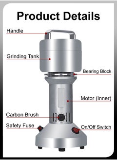 DBLEW Electric 200 Grams Grain Mill Powder Cereal Spice Superfine Dry Grinder Herb Flour Crusher Commercial Coffee Pulveriser Grain Household Portable Grinding Machine  - Image 2