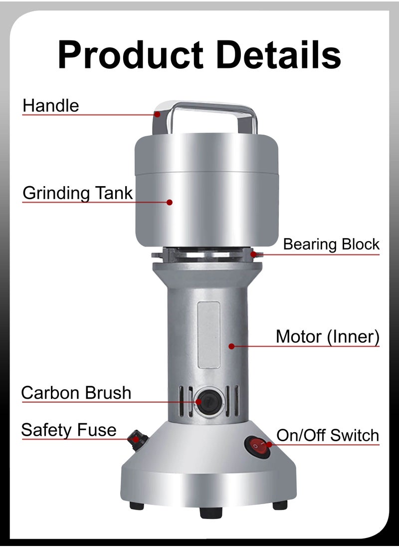 DBLEW Electric 200 Grams Grain Mill Powder Cereal Spice Superfine Dry Grinder Herb Flour Crusher Commercial Coffee Pulveriser Grain Household Portable Grinding Machine  - Image 2