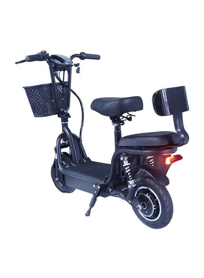 Black Electric Scooter for Adults with Front Basket, Double Seats, Max Speed ​​40km/Range 25-40km, 10 Inch Wheels - Image 2