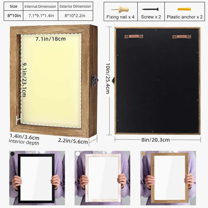 TJMOREE Shadow Box Frame 8 x 10 Shadowbox Display Case Picture Frame with Linen Back Memorabilia Bouquet Medals Military Photos Memory Box - Image 2