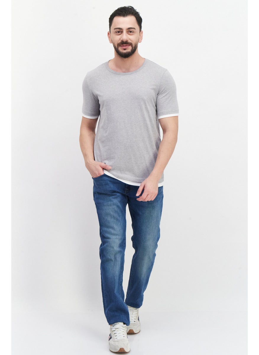 Project Essentials - Men Crew Neck Short Sleeve Heather T-shirt, Grey - Image 1