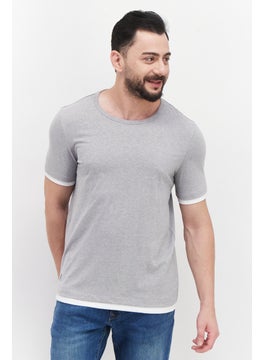 Men Crew Neck Short Sleeve Heather T-shirt, Grey