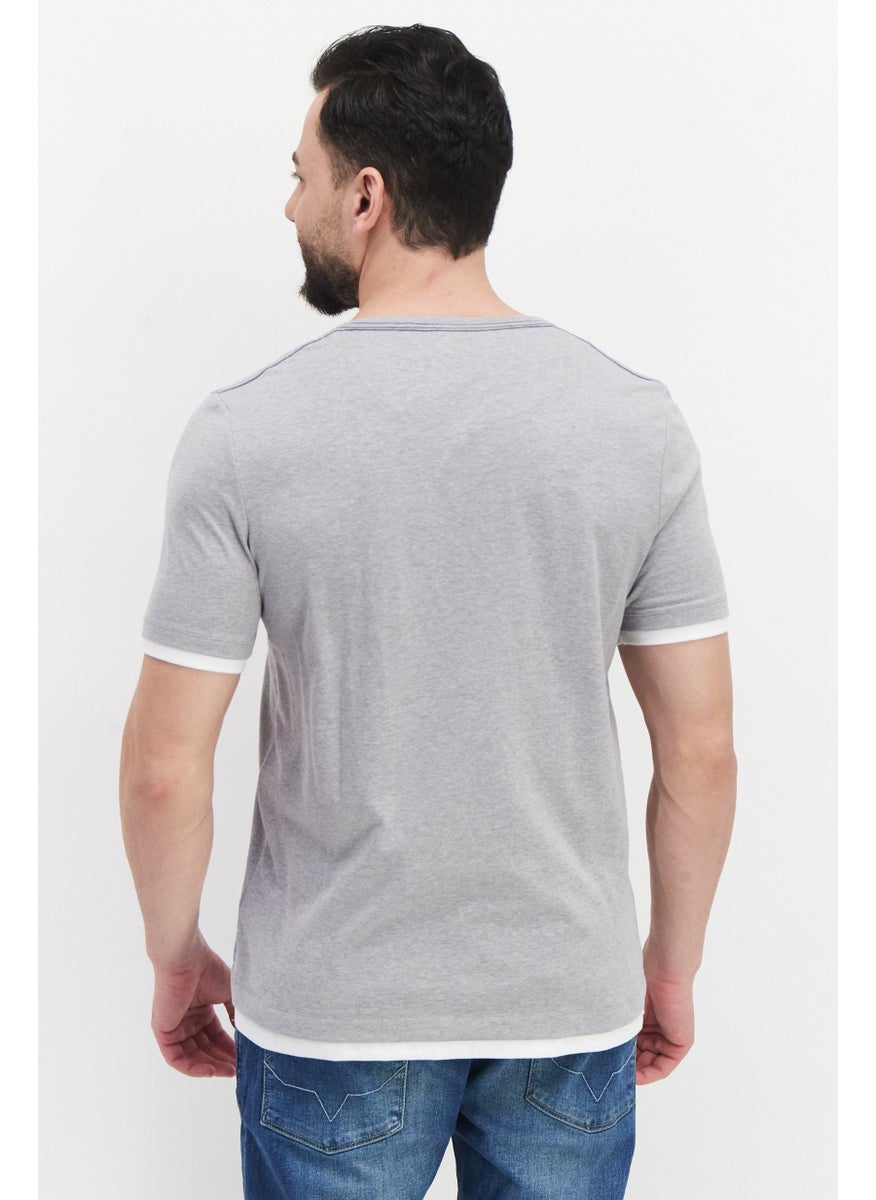 Project Essentials - Men Crew Neck Short Sleeve Heather T-shirt, Grey - Image 1