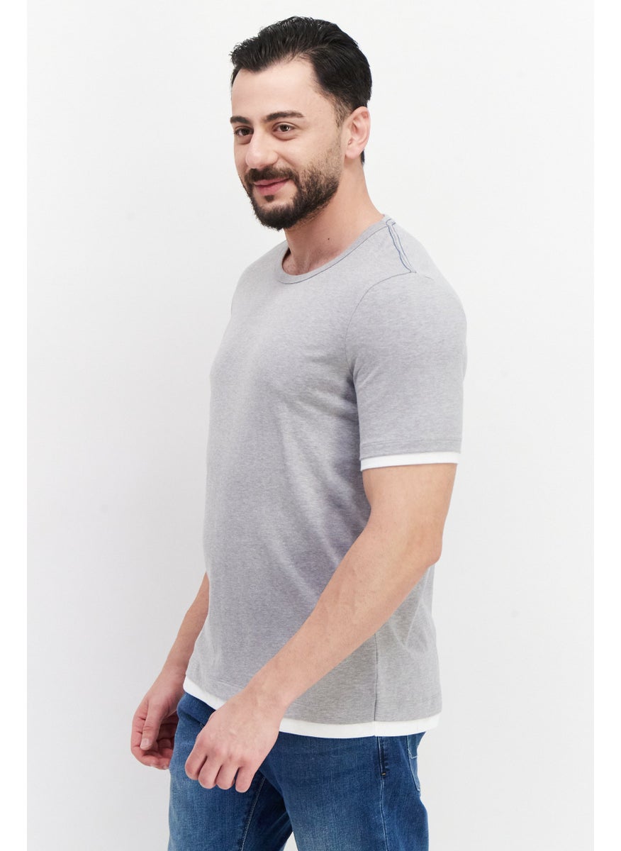 Project Essentials - Men Crew Neck Short Sleeve Heather T-shirt, Grey - Image 1