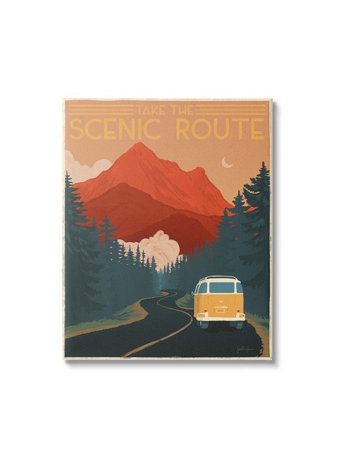 Stupell Industries Take The Scenic Route Phrase Retro Mountain Travel - Image 1