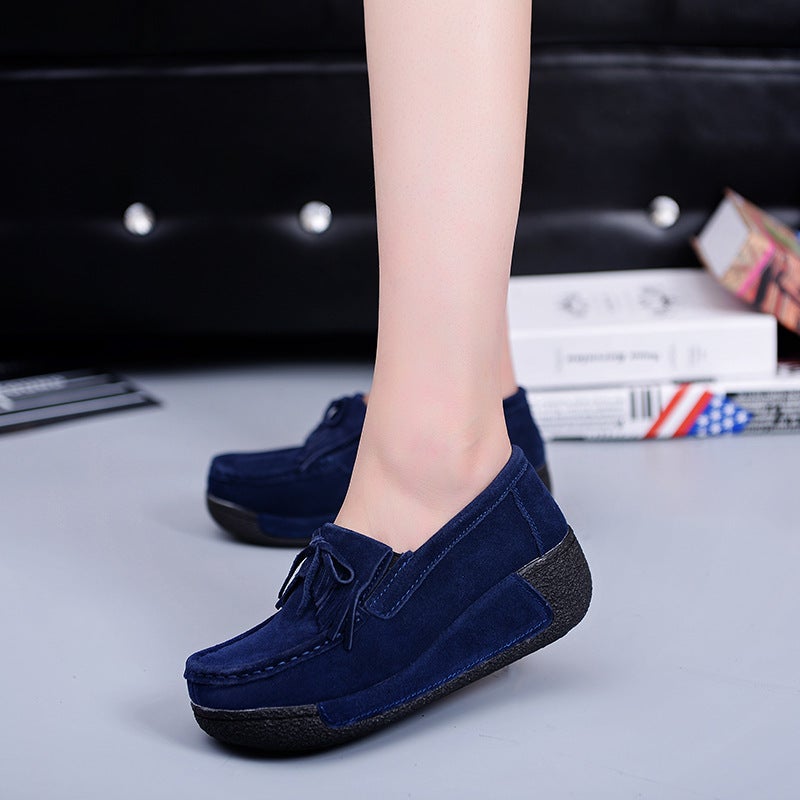 2020 Thick Bottom Tassel Platform Women'S Shoes Wedge Shoes Moms Flat Rocking Shoes Beans Shoes Women'S Large Size 43 - Image 1