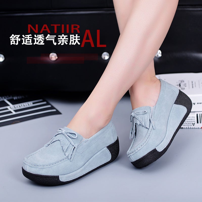 2020 Thick Bottom Tassel Platform Women'S Shoes Wedge Shoes Moms Flat Rocking Shoes Beans Shoes Women'S Large Size 43 - Image 3