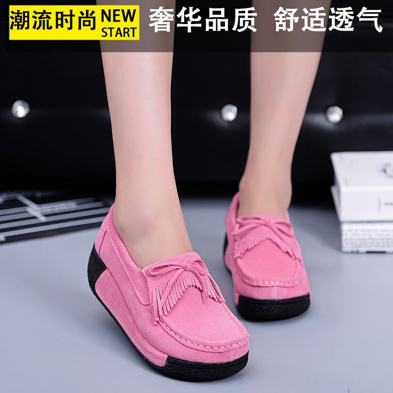 2020 Thick Bottom Tassel Platform Women'S Shoes Wedge Shoes Moms Flat Rocking Shoes Beans Shoes Women'S Large Size 43 - Image 2