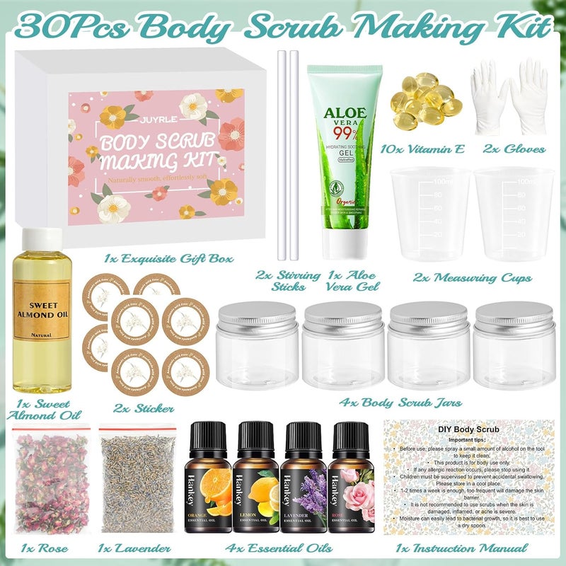 JUYRLE Body Scrub Making Kit Make Your Own Salt Body Scrub with Almond Oil Essential Oils Moisturizing and Exfoliating Dry Skin Hand Foot DIY Organic Body Scrubs Gifts For Women Men - Image 2