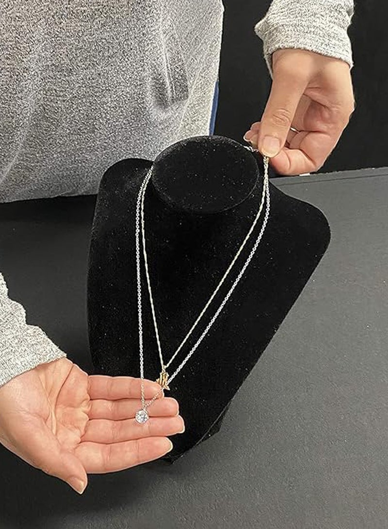 LINGWEI Jewelry Stand Neckmanniquin Necklace Holder Model Bust Stand Necklace Chain Jewelry Bust Neck Display Stand Holder Mannequin Black Velvet Necklace Jewelry Display Stand - Image 5