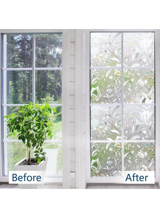 Niviy No Glue Static Cling Window Film Decorative Pattern Design Glass Window Film Privacy Window Covers for Home/Bedroom/Bathroom Window Decor,35.4" x 78.7" - Image 2