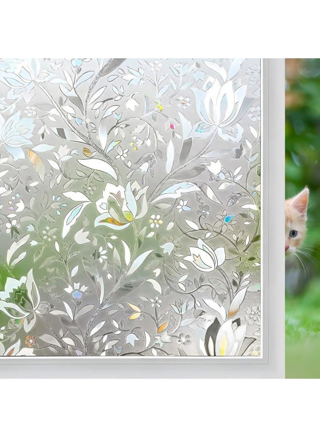 Niviy No Glue Static Cling Window Film Decorative Pattern Design Glass Window Film Privacy Window Covers for Home/Bedroom/Bathroom Window Decor,35.4" x 78.7" - Image 1
