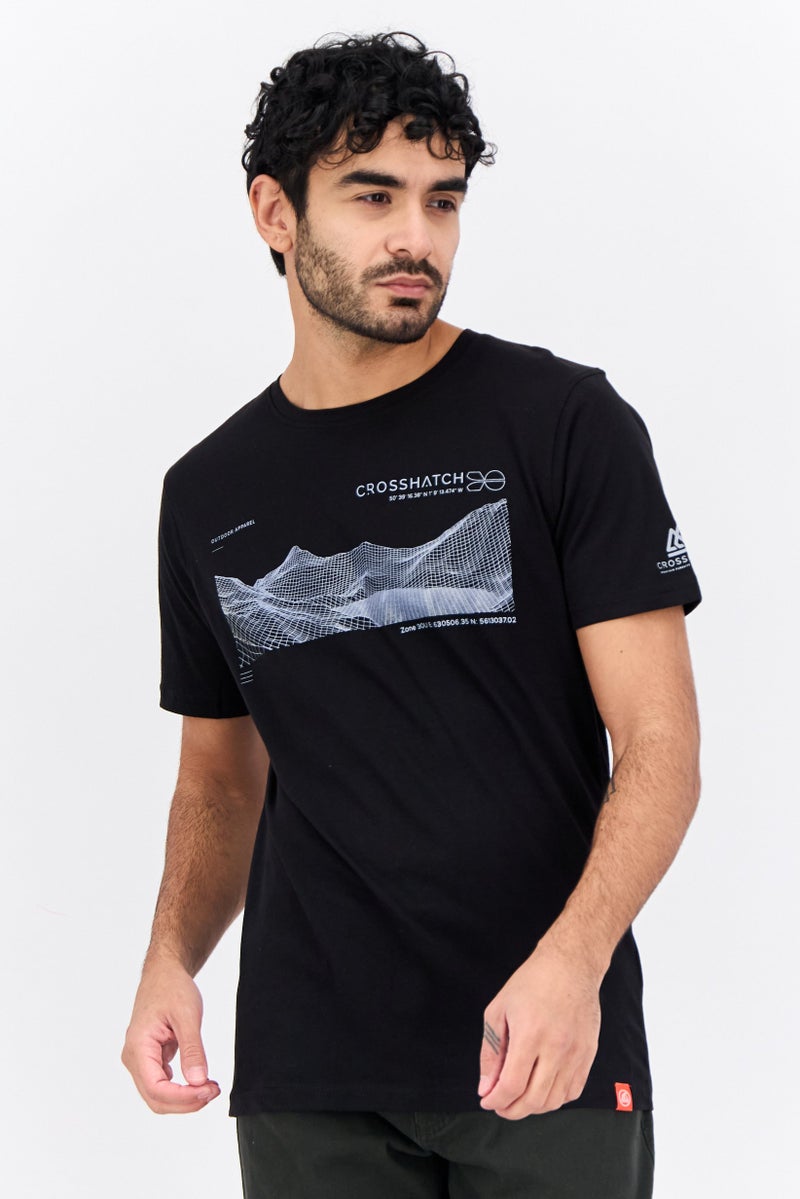 CROSSHATCH Men Crew Neck Short Sleeve Graphic T-Shirt, Black - Image 4