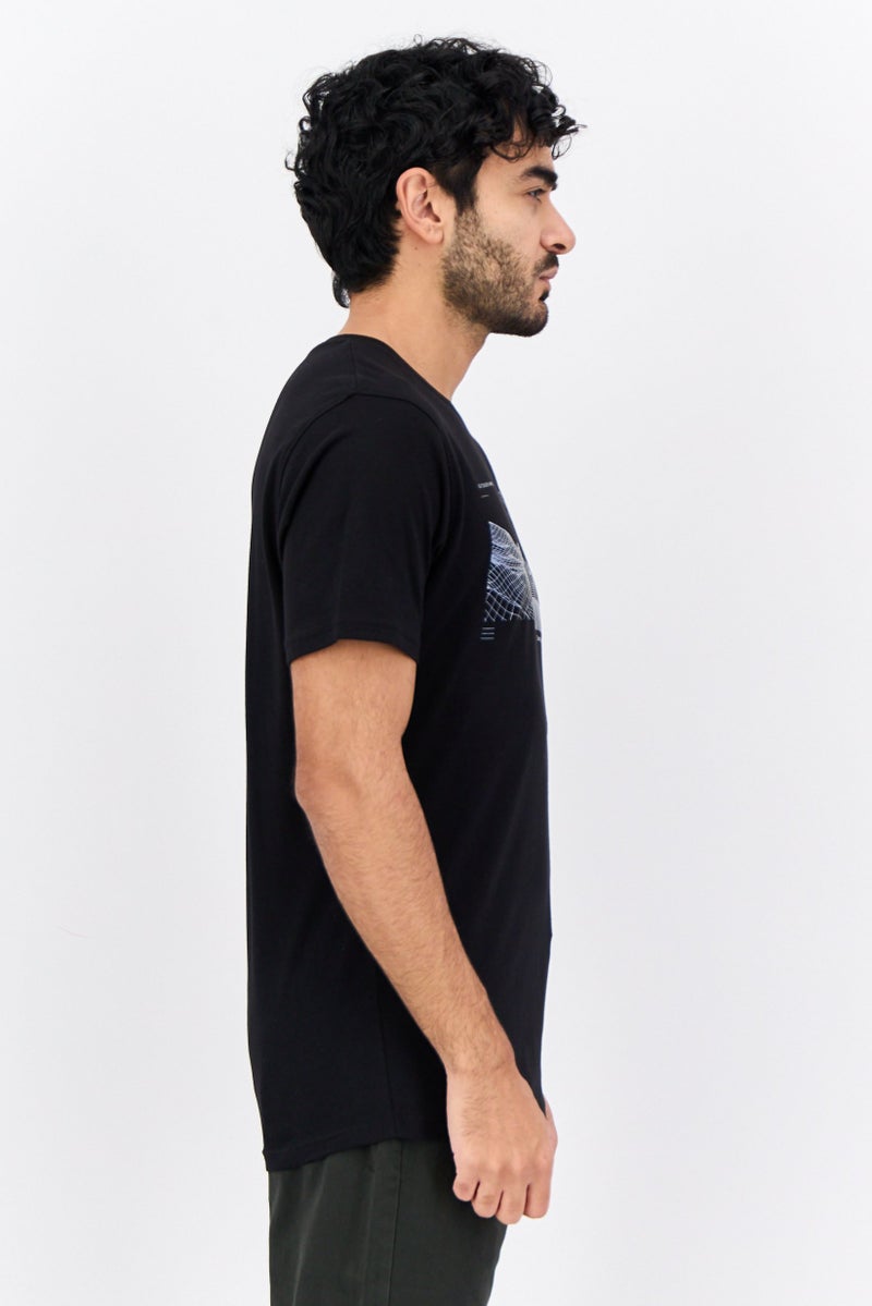 CROSSHATCH Men Crew Neck Short Sleeve Graphic T-Shirt, Black - Image 2