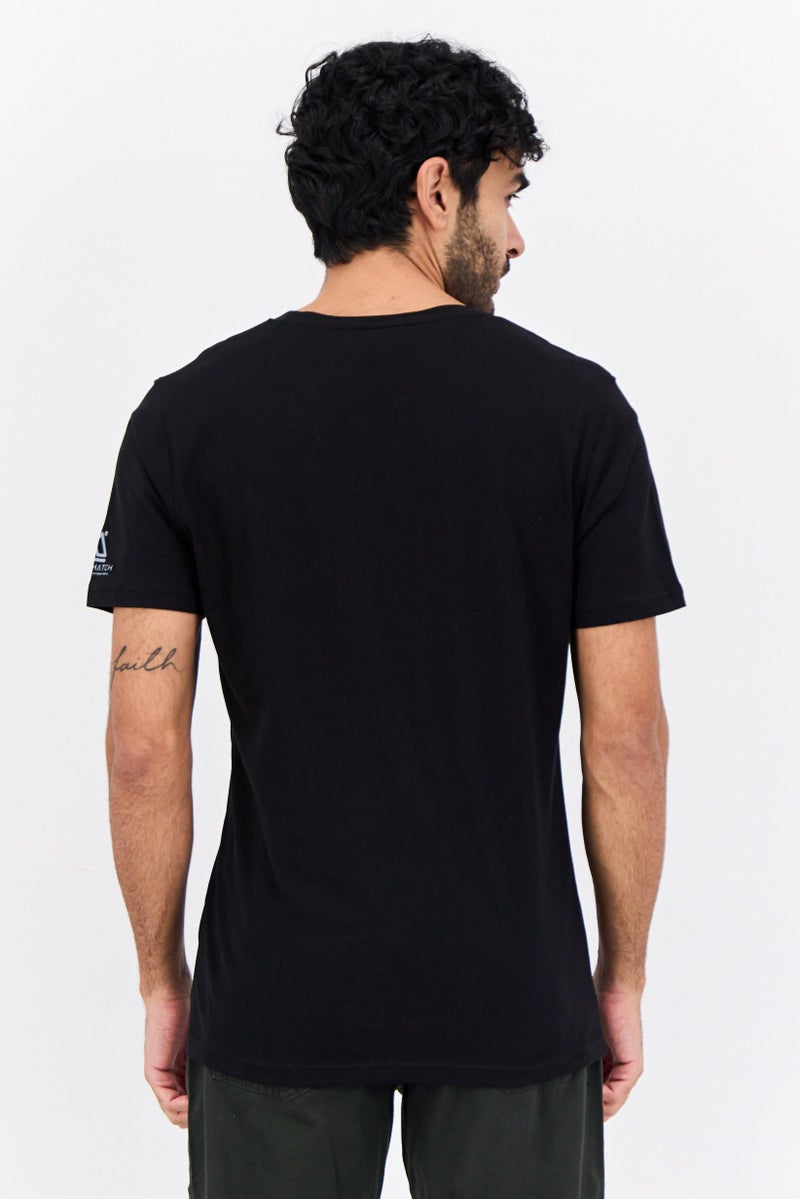 CROSSHATCH Men Crew Neck Short Sleeve Graphic T-Shirt, Black - Image 3