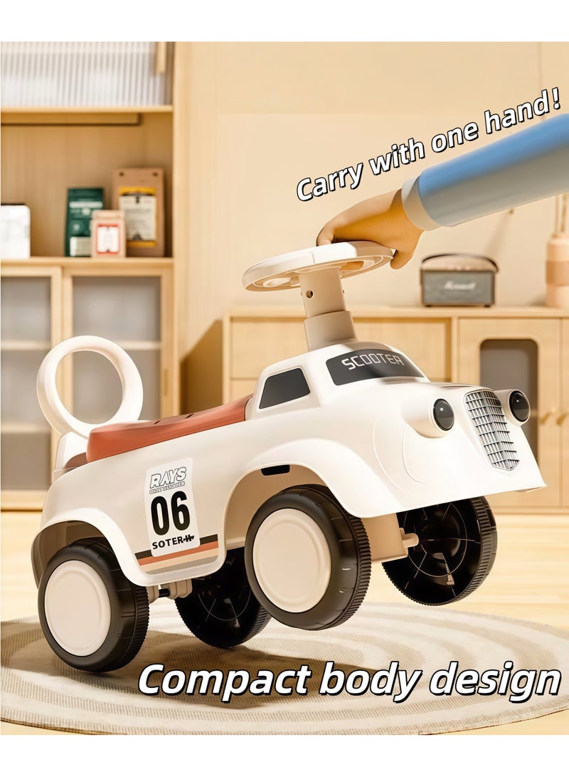 شو وو سيارة دفع للركوب - سيارة ركوب مرخصة يمكن استخدامها كعربة أطفال أو عربة أطفال، ألعاب دراجة توازن للأطفال من عمر 12 إلى 36 شهرًا، هدايا للأولاد والبنات، سيارة ركوب للأطفال الصغار بدون دواسة مع توجيه موسيقي وبوق وتخزين أسفل المقعد (وردي) - Image 5