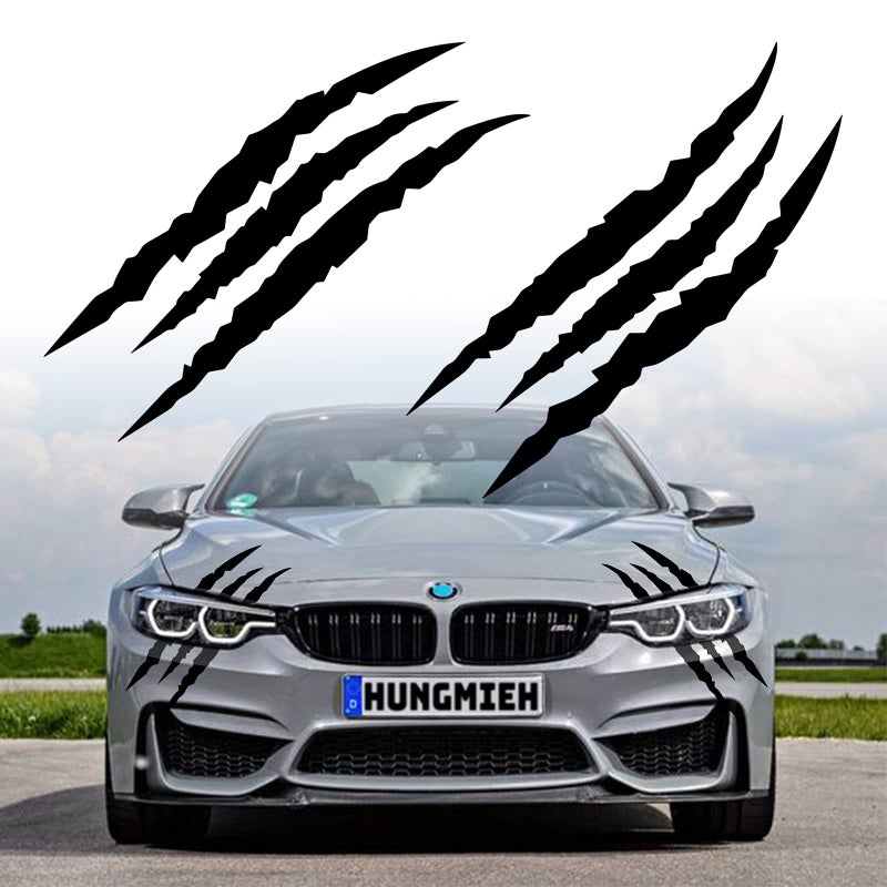 HungMieh 2PCS Claw Mark Car Decak, Car Headlight Decal/15.8 Inch, Monster Claw Scratch Stripe Stickers for Dodge Challenger/Charger, Black - Image 1