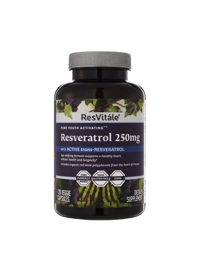 ResVitale Resveratrol 250 mg - Resveratrol Supplement for Men and Women - 120 Veggie Capsules - Image 1