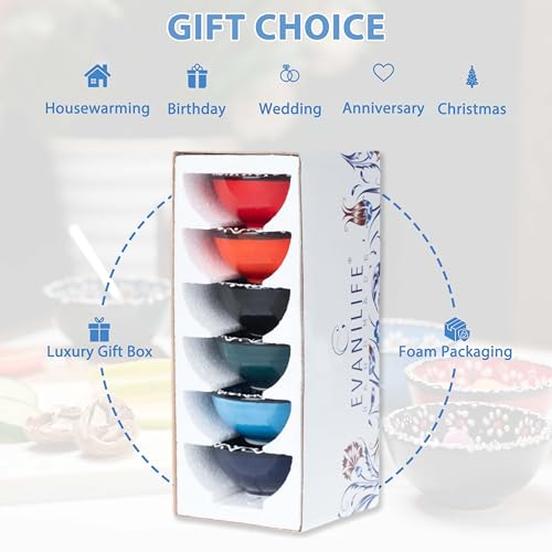 Elyese Ceramic Small Bowls, Dipping Bowls Set of 6, 3.5 Oz Soy Sauce Dish, Handmade Charcuterie Bowls, Colorful Pinch Bowls, Dishwasher & Microwave Safe Sauce Bowls, 3.2'' Mini Bowls (SULTAN'S GARDEN) - Image 5