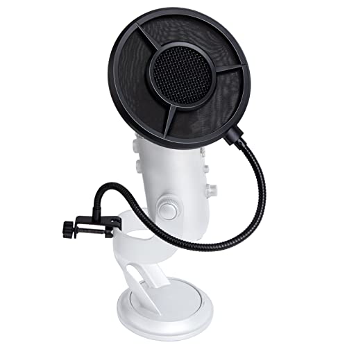 SUNMON Mic Pop Filter for HyperX QuadCast、Blue Yeti and Other Gaming Microphone, Dual Layered Wind Pop Screen with Flexible 360° Gooseneck Clip Stabilizing Arm for Recording, Singing - Image 1