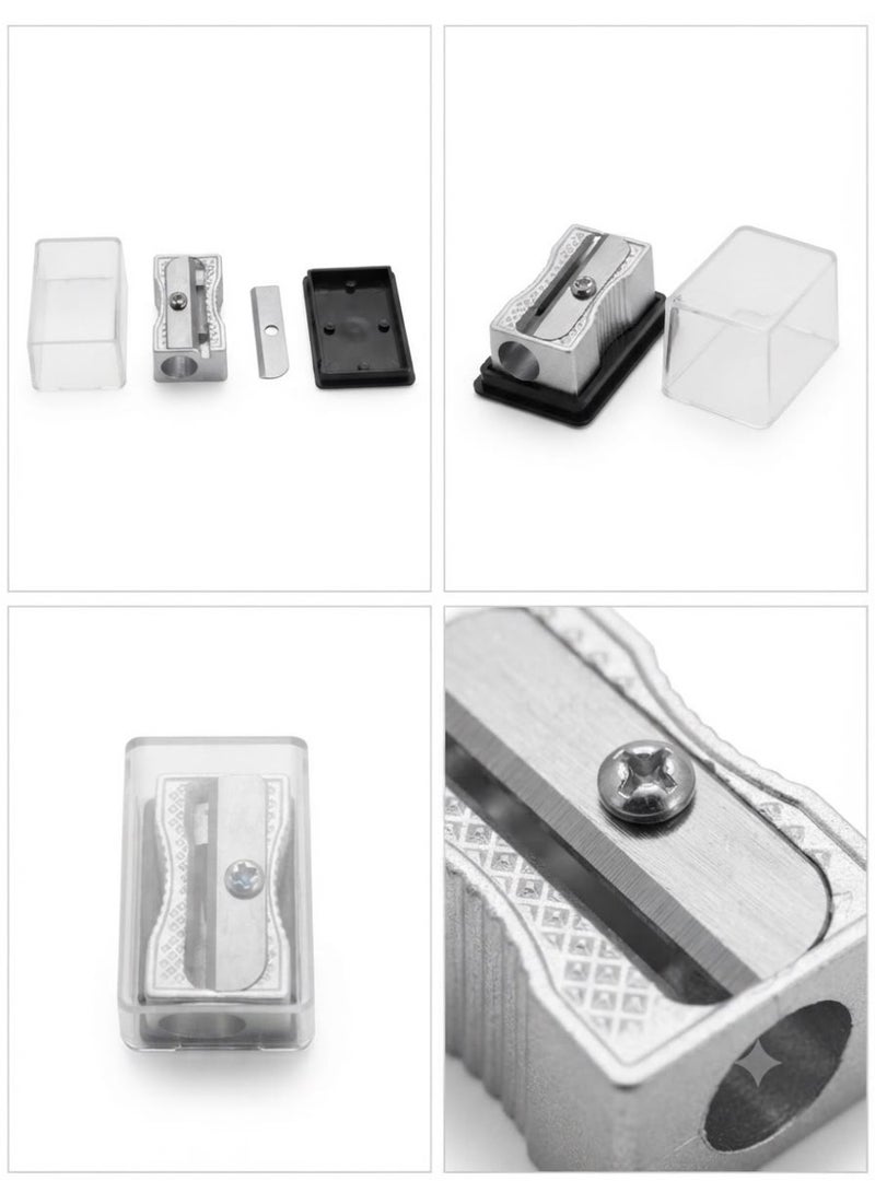 Single-hole metal pencil sharpener made of aluminum alloy, suitable for most adult and children's pencil sizes, with blade - 5 pieces - Image 2
