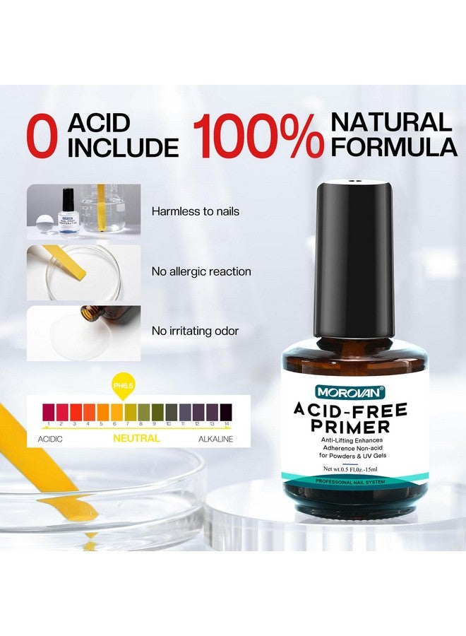 Morovan Professional Natural Nail Prep Dehydrate and Acid-Free Primer, Dehydrator for Acrylic and Gel Nail Polish, Non Acid Primer for UV Gels Fast Dry Superior Bonding Agent Gift Box Set - Image 4