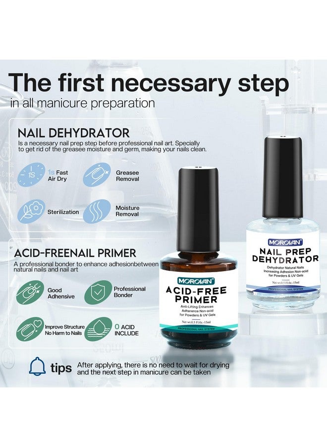 Morovan Professional Natural Nail Prep Dehydrate and Acid-Free Primer, Dehydrator for Acrylic and Gel Nail Polish, Non Acid Primer for UV Gels Fast Dry Superior Bonding Agent Gift Box Set - Image 3