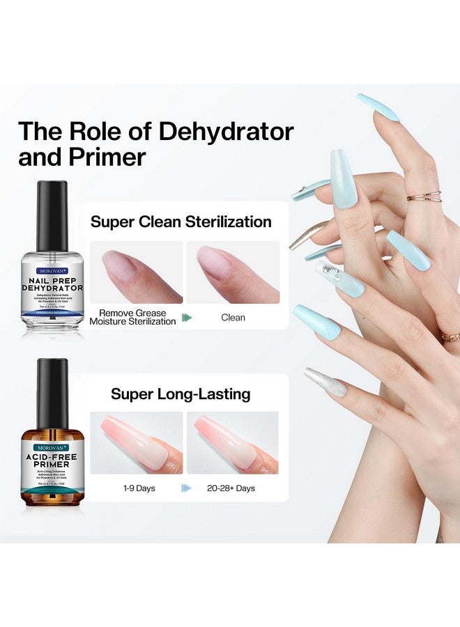 Morovan Professional Natural Nail Prep Dehydrate and Acid-Free Primer, Dehydrator for Acrylic and Gel Nail Polish, Non Acid Primer for UV Gels Fast Dry Superior Bonding Agent Gift Box Set - Image 2