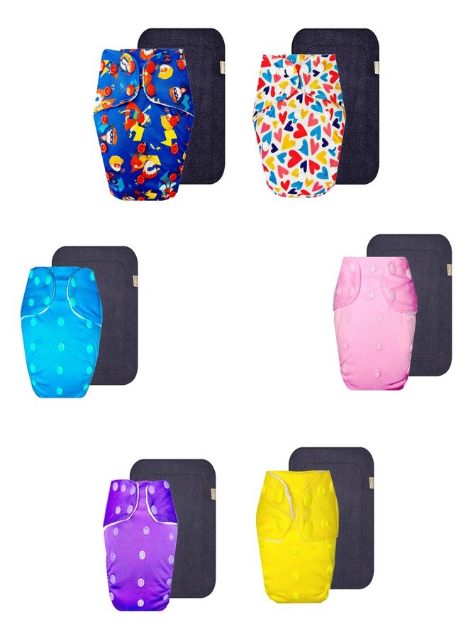 Dumbledo Premium Cloth Diaper with Black Insert (Pack of 6) | Dry Feel and Comfortable | Breathable | Travel Friendly | Ideal for Toddlers | 3 Months - 3 Years | Unisex Baby - Image 1