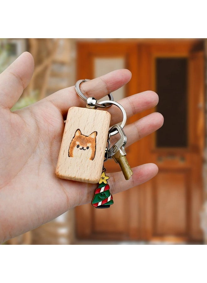 Tenalleys - 10Pcs Blanks Rectangle Wooden Keychain 1.2 Inch Wood Engraving Unfinished Keychain With 10 Pcs Key Rings For Diy Crafts Gift Accessories - Image 1