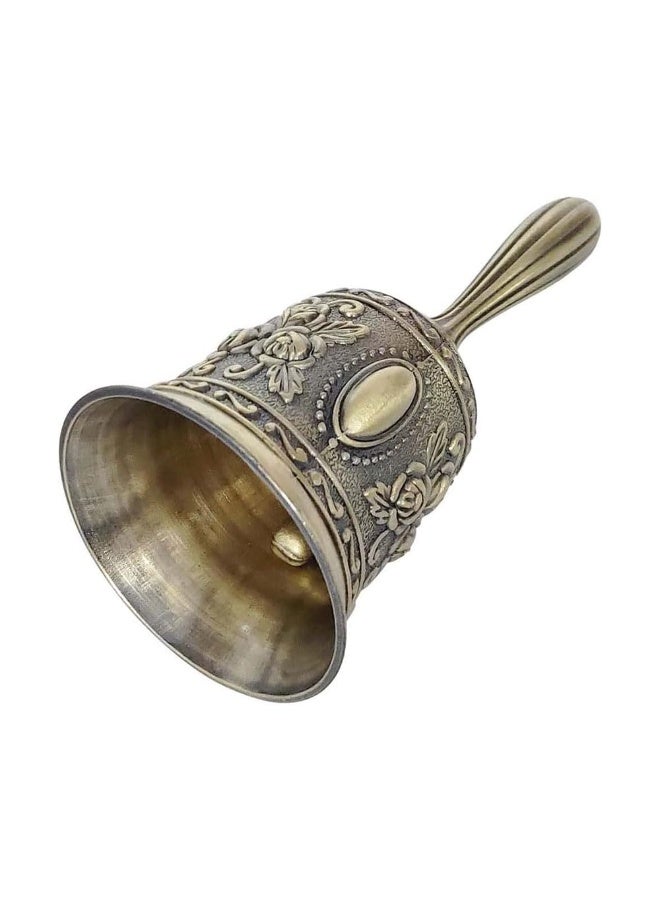 JZS Hand Held Bell, Metail Dinner Bell Wedding Bells, Service Bell Call, Vintage Bell,Bronze - Image 1