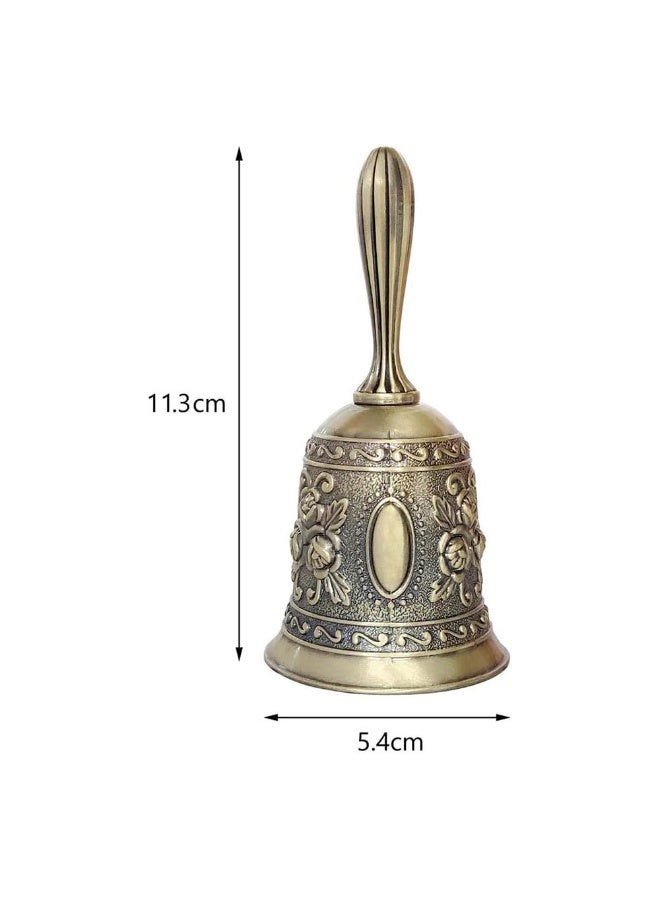 JZS Hand Held Bell, Metail Dinner Bell Wedding Bells, Service Bell Call, Vintage Bell,Bronze - Image 2
