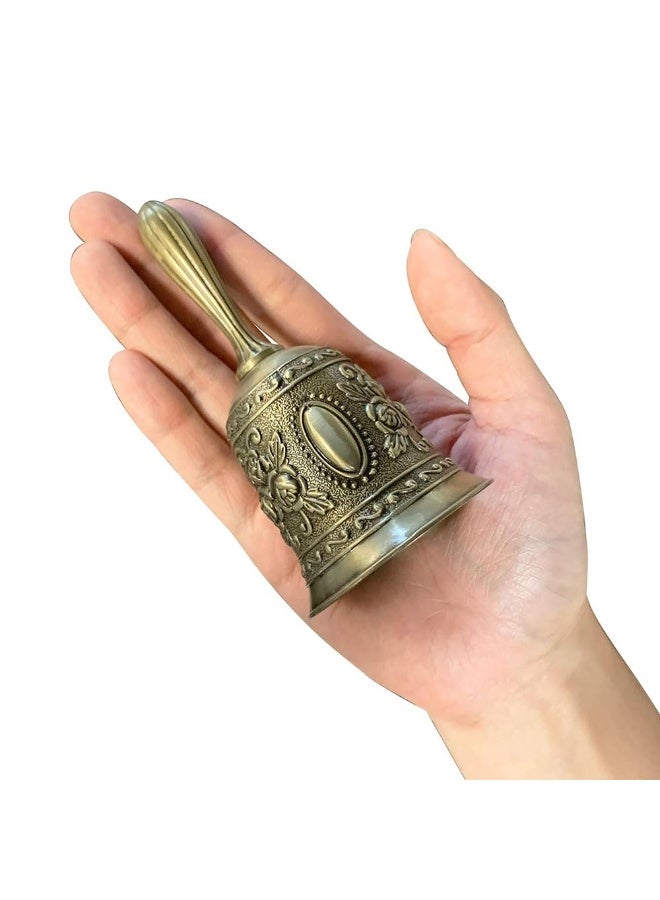 JZS Hand Held Bell, Metail Dinner Bell Wedding Bells, Service Bell Call, Vintage Bell,Bronze - Image 4