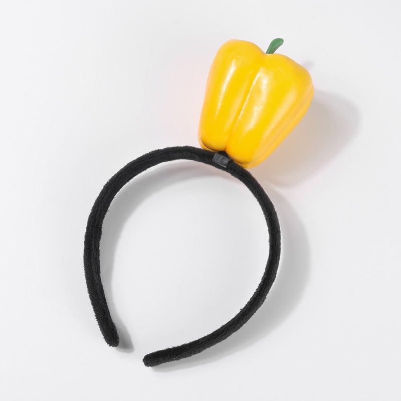 Generic TikTok Creative Funny Simulation Fruit Hair Band Personality Funny Apple Banana Mango Pumpkin Cute Hair Accessories Headdress Yellow bell pepper headband