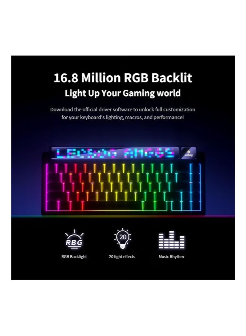 Leobog AMG65 Mechanical Gaming Keyboard with Dual Display, 65% Wireless Small Custom Keyboard RGB,Bluetooth/2.4G/Wired, Rapid Trigger, Hot Swappable for Windows Laptop PC Mac - Pink/Blue - Image 4