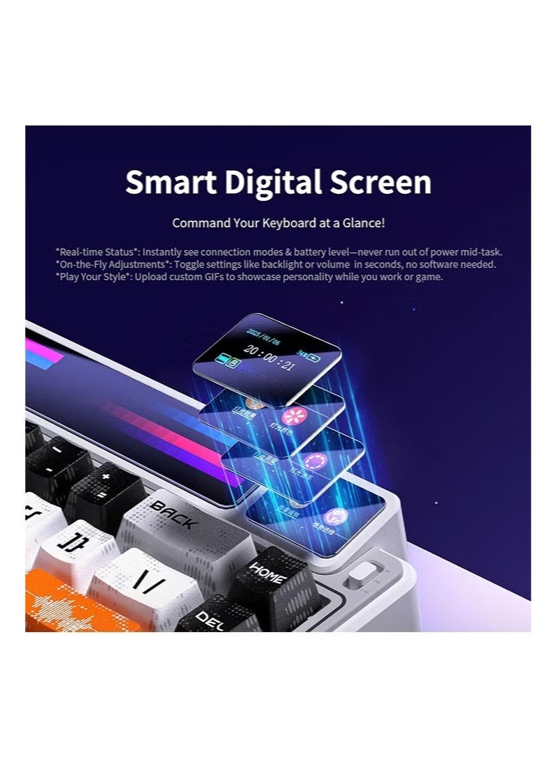 Leobog AMG65 Mechanical Gaming Keyboard with Dual Display, 65% Wireless Small Custom Keyboard RGB,Bluetooth/2.4G/Wired, Rapid Trigger, Hot Swappable for Windows Laptop PC Mac - Pink/Blue - Image 5