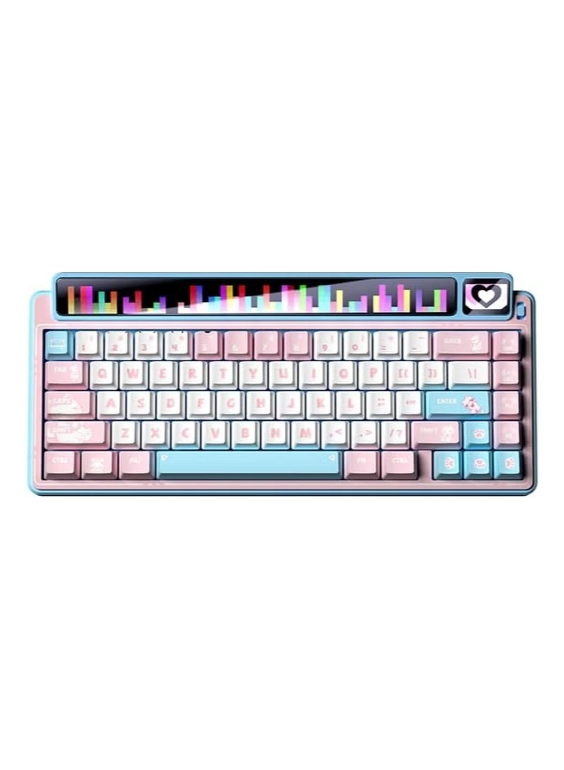 Leobog AMG65 Mechanical Gaming Keyboard with Dual Display, 65% Wireless Small Custom Keyboard RGB,Bluetooth/2.4G/Wired, Rapid Trigger, Hot Swappable for Windows Laptop PC Mac - Pink/Blue - Image 1