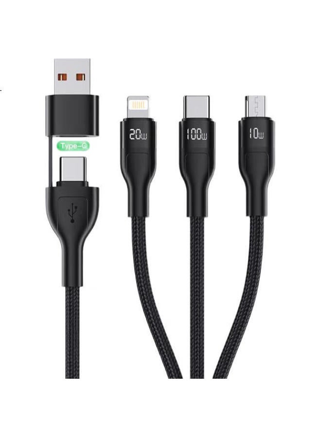 Newmine 3-In 100W Two-To Charging Cable, Compatible With Tablets, Huawei Laptops, Car Charging Cables, Multi-Functional, Suitable For Apple Iphone 15/14/13 Phones - Image 2