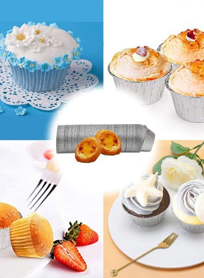 Ramekins Aluminum | Disposable Aluminum Foil | 4 Oz Aluminum Cupcake with Aluminum Foil Baking Standard Size Perfect for Souffle & Creme Brulee Baking Cups-300 Pcs - Image 5