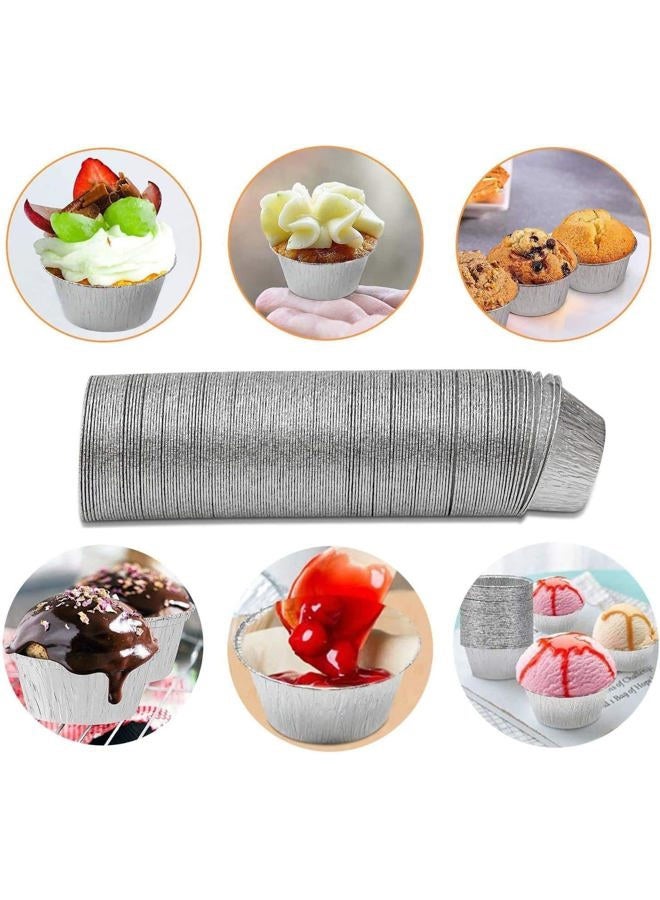 Ramekins Aluminum | Disposable Aluminum Foil | 4 Oz Aluminum Cupcake with Aluminum Foil Baking Standard Size Perfect for Souffle & Creme Brulee Baking Cups-300 Pcs - Image 3