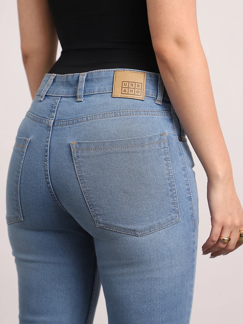 Urbano Fashion  Urbano Fashion Women's Light Blue Mid Rise Bootcut Washed Jeans Stretchable  | Best Price UAE