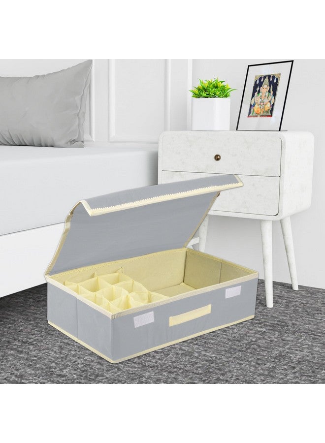 Kuber Industries Kuber Industries Undergarment Organizer | Cloth Organizer | Drawer Organizer | Storage Box for Bra-Panty-Socks-Ties | Drawer Divider for Scarves-Socks | Cream Patti | Gray  - Image 4