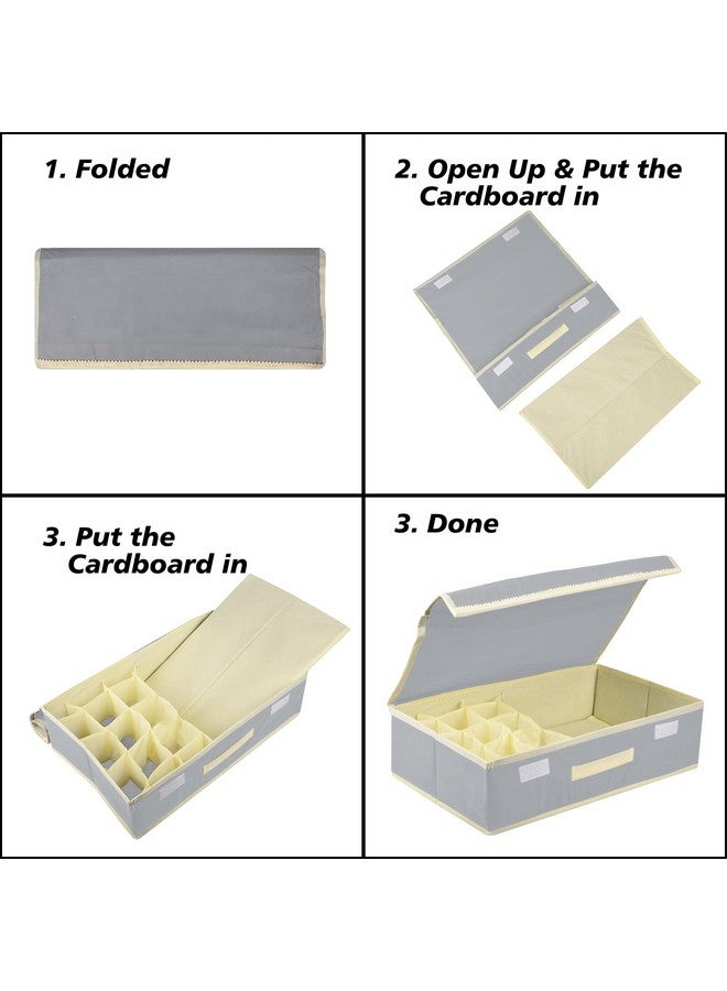 Kuber Industries Kuber Industries Undergarment Organizer | Cloth Organizer | Drawer Organizer | Storage Box for Bra-Panty-Socks-Ties | Drawer Divider for Scarves-Socks | Cream Patti | Gray  - Image 5