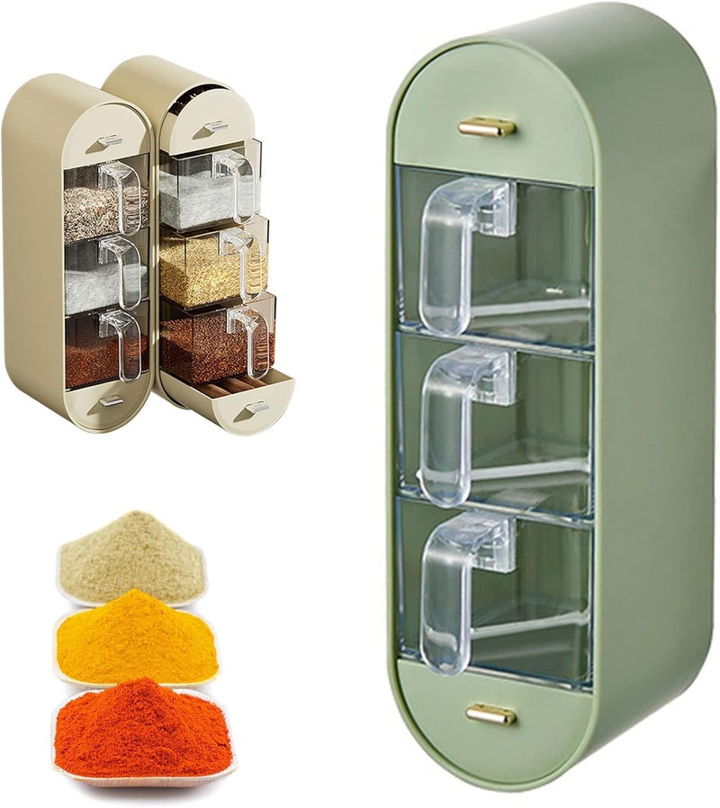 comfrt Wall-Mounted Spice Organizer - [2023 New] 5-Layer Clear Acrylic Spice Shelf Storage Holder - Non-Punching Seasoning Rack Organizer - Home Kitchen Organization for Seasoning (Light Green) - Image 1