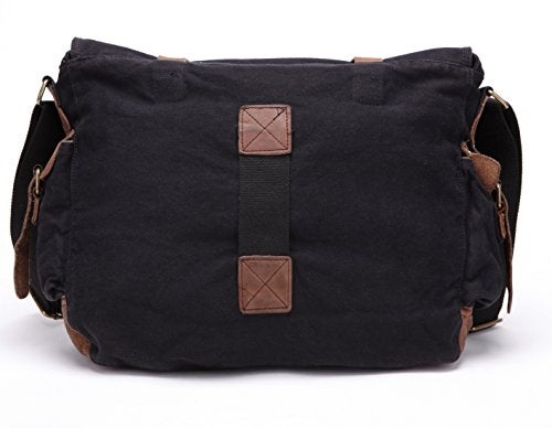 Berchirly Men Women Canvas Leather Messenger Shoulder Bag Fits 17.3" Laptop - Image 4