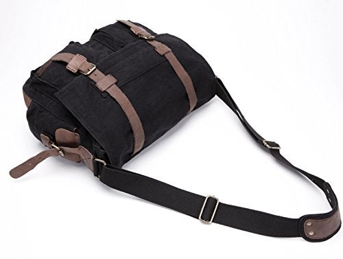 Berchirly Men Women Canvas Leather Messenger Shoulder Bag Fits 17.3" Laptop - Image 3