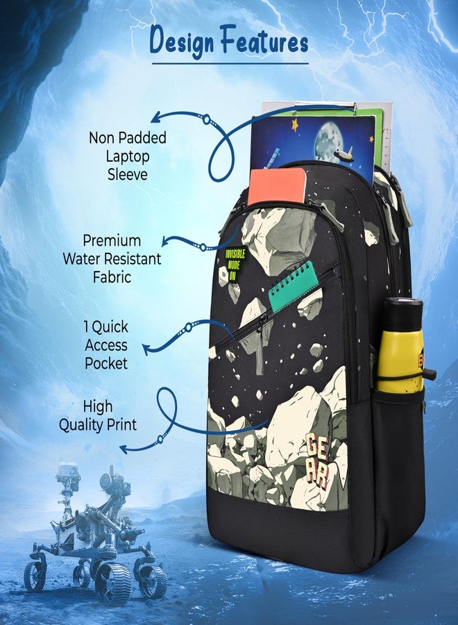 Gear Lost In Space 17"/30L Large Water Resistant School Bag | Casual Backpack | Daypack | Travel Backpack | Kids Bag for Boys/Girls (Black - Black) - Image 3