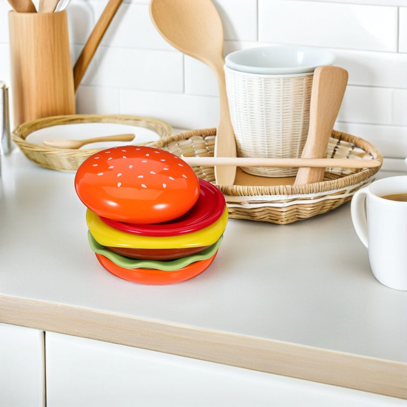 6pcs Dipping Bowls Ceramic Sauce Dish Hamburger Shape Appetizer Plates Serving Dishes for Ketchup Vinegar and Snacks Seasoning - Image 2